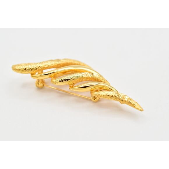 Vintage Christmas Tree Pin Brooch Metallic Gold Tone Textured Chunky 1980s BinBG - Picture 7 of 12